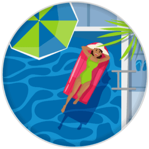 mulher em banho de piscina - ilustração