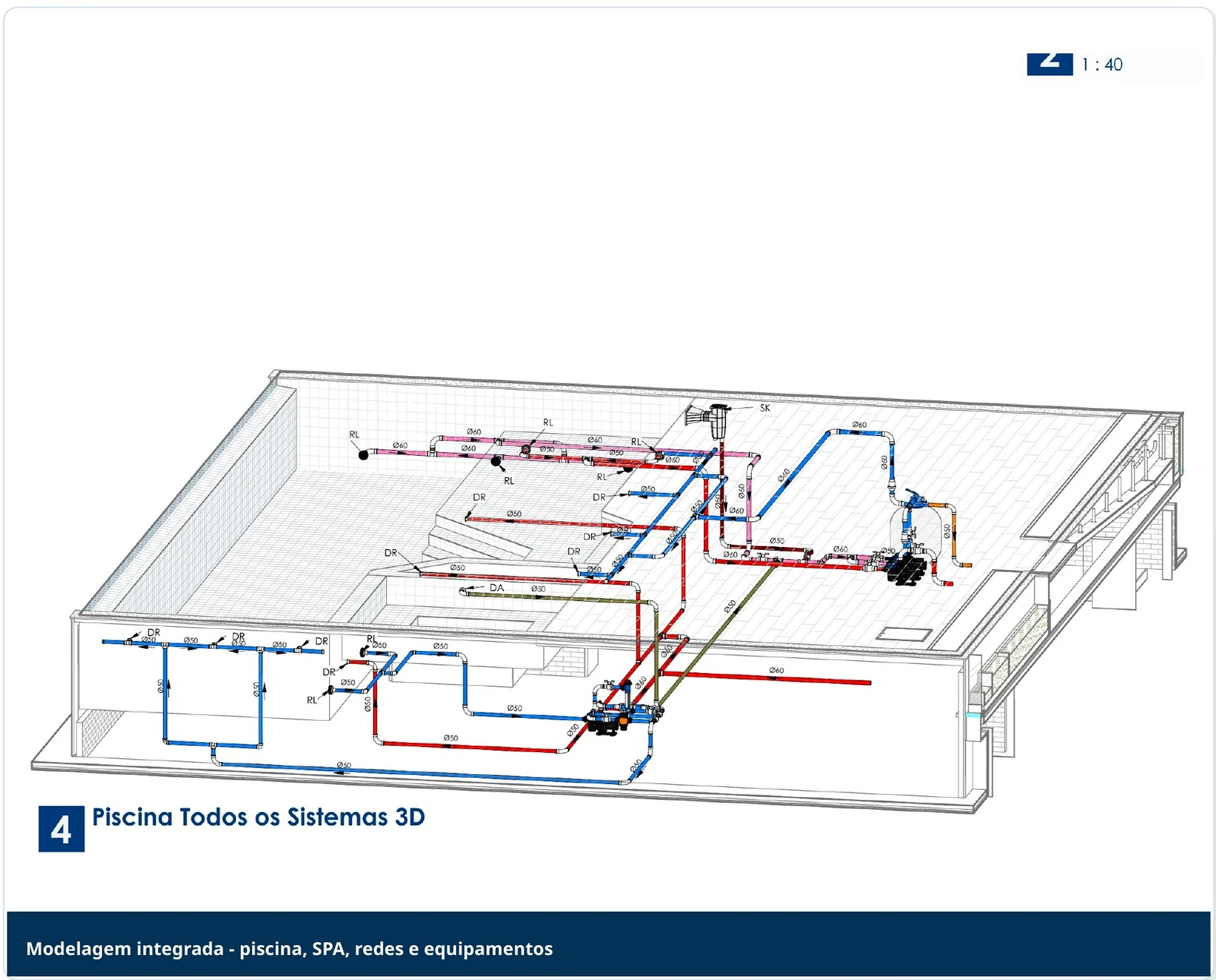 Modelo BIM real com redes integradas